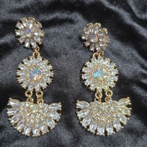 Elegant Gold and Silver Floral Drop Earrings
